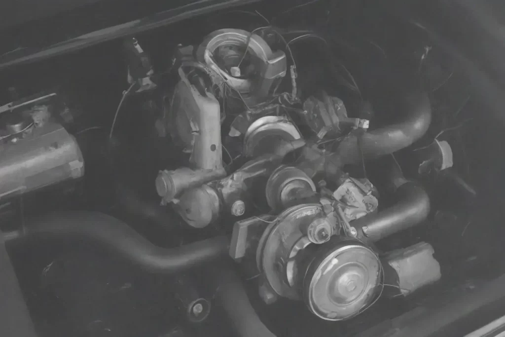 A detailed technical diagram showing an automobile engine with a highlighted fuel system component, indicating a fault code P0294 related to cylinder underperformance, with subtle diagnostic tools and warning lights in the background, no text or numbers visible
