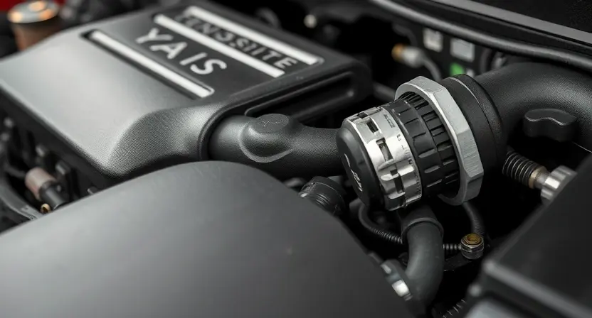 A close-up of a car's engine bay, focusing on the engine temperature sensor and surrounding components. The engine should appear clean and well-maintained. Subtle visual cues indicating a slightly elevated temperature (e.g., a faint glow or heat haze) can be included.