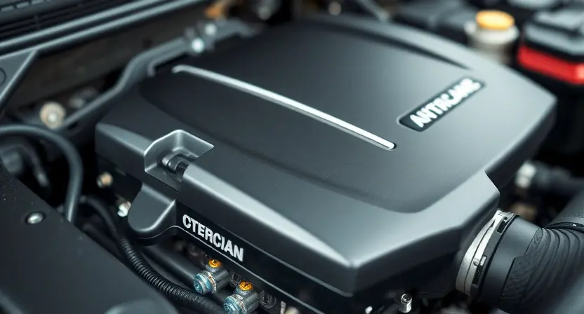 A close-up shot of a car's engine bay, focusing on the engine control unit (ECU) and related sensors. The engine should appear clean and well-maintained. Subtle visual cues suggesting a potential issue, like a slightly off-color sensor or a minor detail being slightly out of place, could be included without being overly obvious. The overall lighting should be bright and professional, highlighting the components.