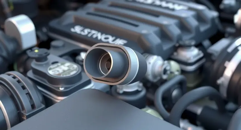 A close-up, detailed illustration of a car's engine bay, focusing on the mass airflow sensor (MAF sensor). The sensor should be clearly visible, with surrounding engine components subtly in focus. The overall lighting should be bright and clean, highlighting the sensor's details.
