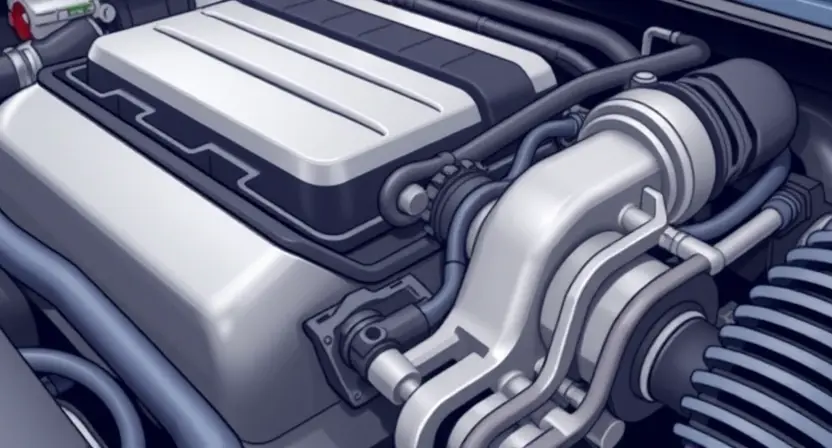 A close-up illustration of a car's engine bay, highlighting the Mass Airflow Sensor (MAP sensor). The sensor should be clearly visible, with surrounding engine components subtly in focus. Use bright, clean colors to emphasize the sensor's importance. Focus on the sensor's physical appearance and its connection to the engine system. The overall image should convey a sense of technical precision and diagnostic focus.