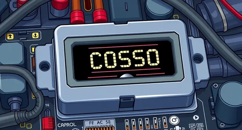 A detailed, high-quality illustration of an electronic control unit (ECU) with a highlighted error code 'C0550' displayed on a small LCD screen. The ECU should be surrounded by circuit board components and wiring, suggesting an automotive context. Focus on the technical aspects and the error code display.